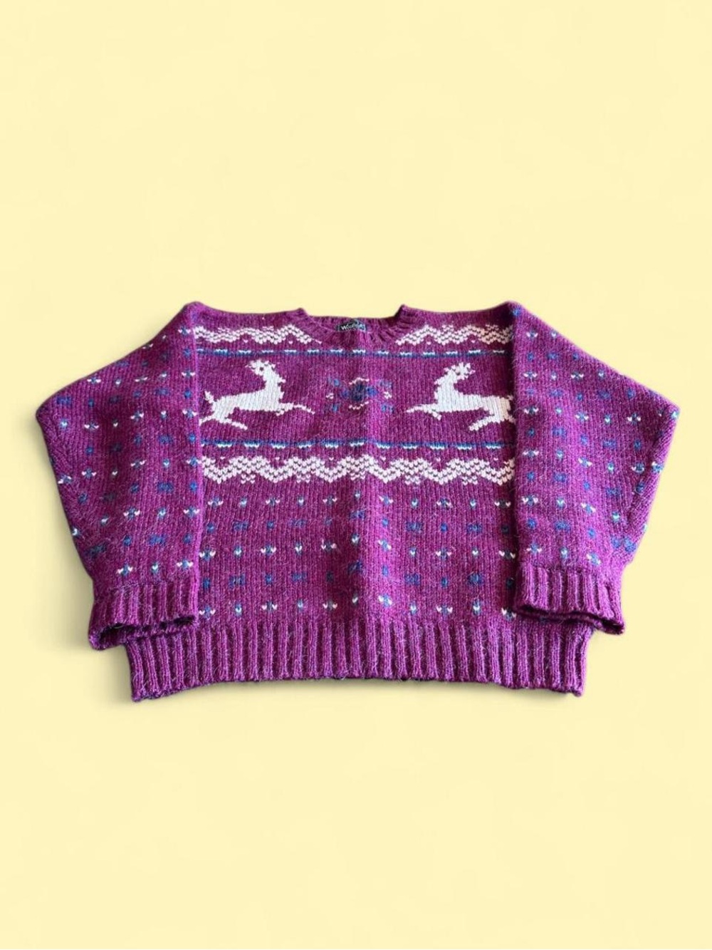 Vintage Woolrich Reindeer Fair Isle Wool Mohair Sweater Women’s Size M